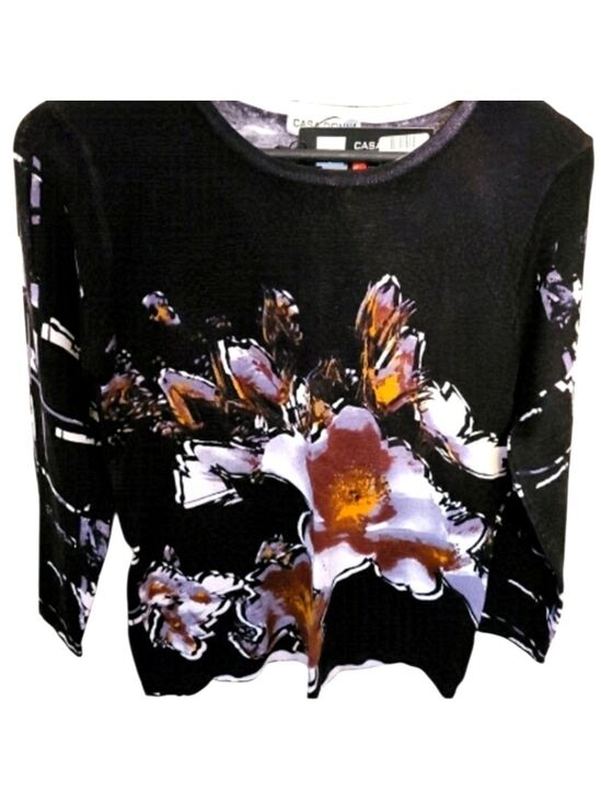 Casa Donna Sweaters - CASA DONNA Floral Design 3/4 Sleeve Sweater Size XL NWT